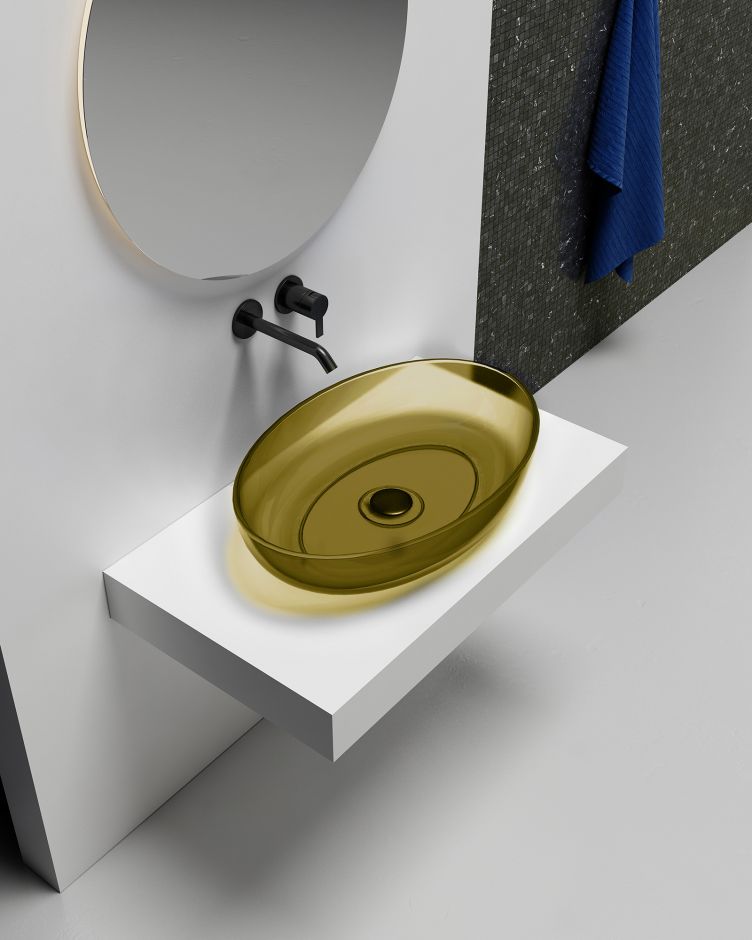 Раковина накладная прозрачная ABBER Kristall AT2801Vesuvian оливковая ФОТО