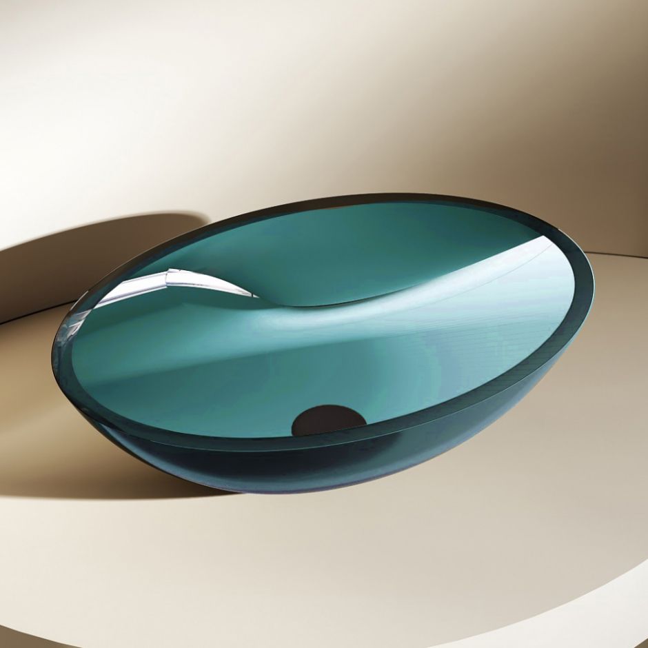 Изображение Раковина накладная прозрачная ABBER Kristall AT2802Aquamarin бирюзовая