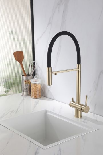 Смеситель ABBER Wasser Kreis AF81141G для кухни с подключением фильтра и выдвижной лейкой, золото матовое схема 3