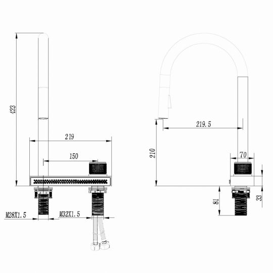 Смеситель ABBER Wasser Kreis AF8114SP для кухни с выдвижной лейкой, сатин схема 2