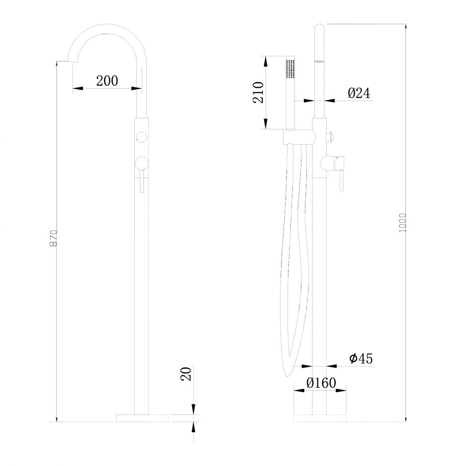 Смеситель ABBER Wasser Kreis AF8115BN напольный для ванны, черный матовый ФОТО