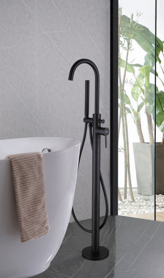 Смеситель ABBER Wasser Kreis AF8115BN напольный для ванны, черный матовый ФОТО