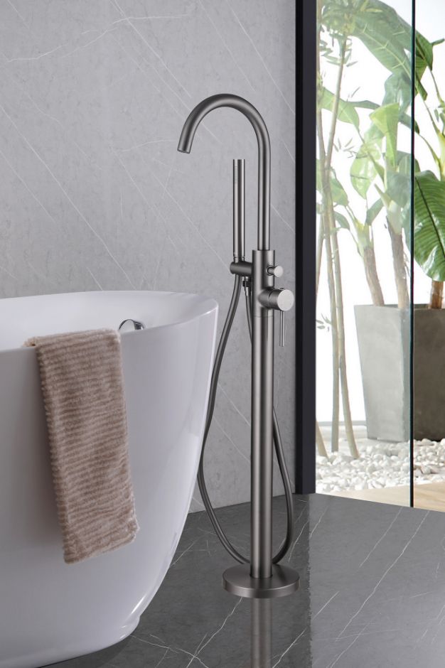 Смеситель ABBER Wasser Kreis AF8115NG напольный для ванны, никель ФОТО