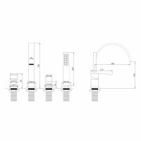 Смеситель ABBER Wasserfall AF8613NG на борт ванны, никель схема 2