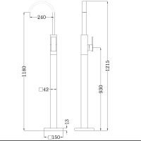 Смеситель ABBER Wasserfall AF8640NG напольный для раковины, никель схема 2 Смеситель ABBER Wasserfall AF8640NG напольный для раковины, никель схема 2
