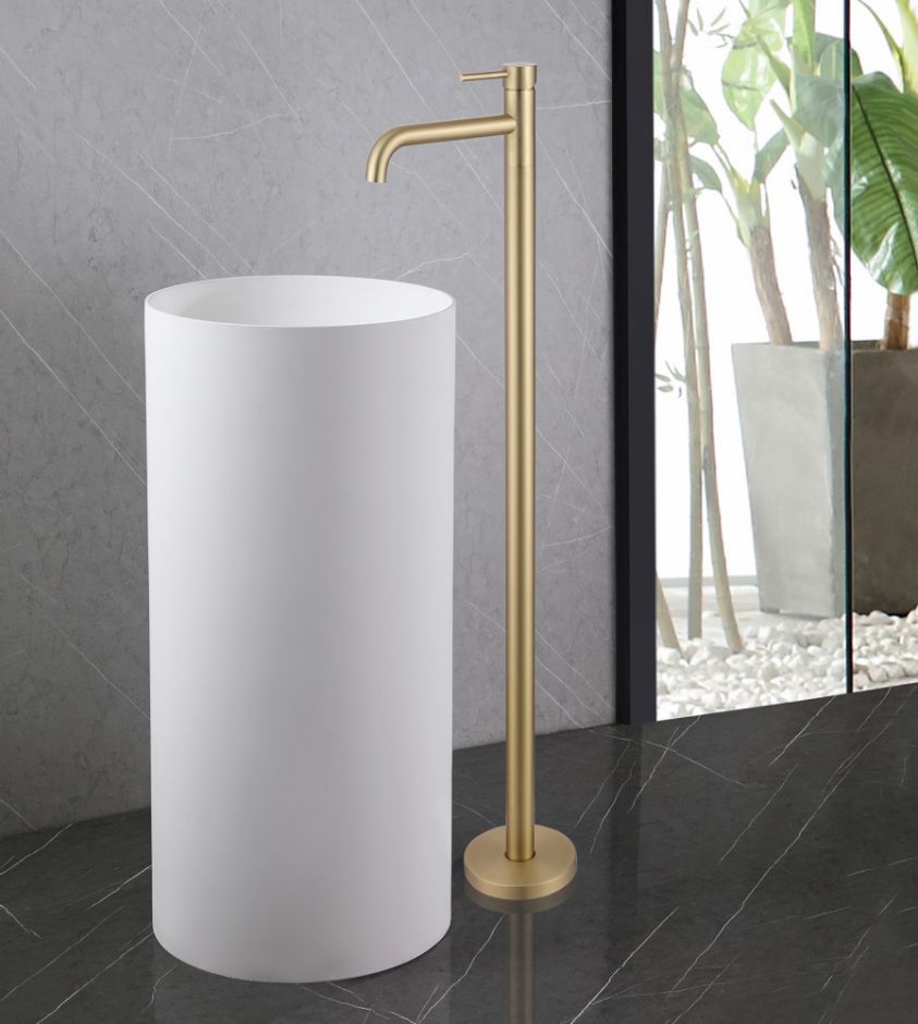 Смеситель ABBER Wasser Kreis AF8140G напольный для раковины, золото матовое ФОТО