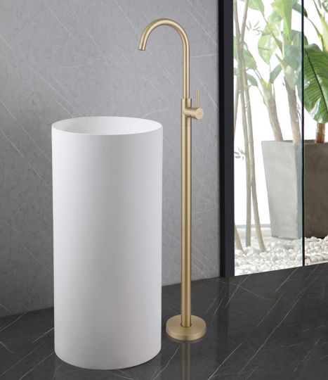 Смеситель ABBER Wasser Kreis AF8141G напольный для раковины, золото матовое схема 3