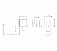 Смеситель ABBER Daheim AF8212W для раковины скрытого монтажа, белый матовый схема 2 Смеситель ABBER Daheim AF8212W для раковины скрытого монтажа, белый матовый схема 2