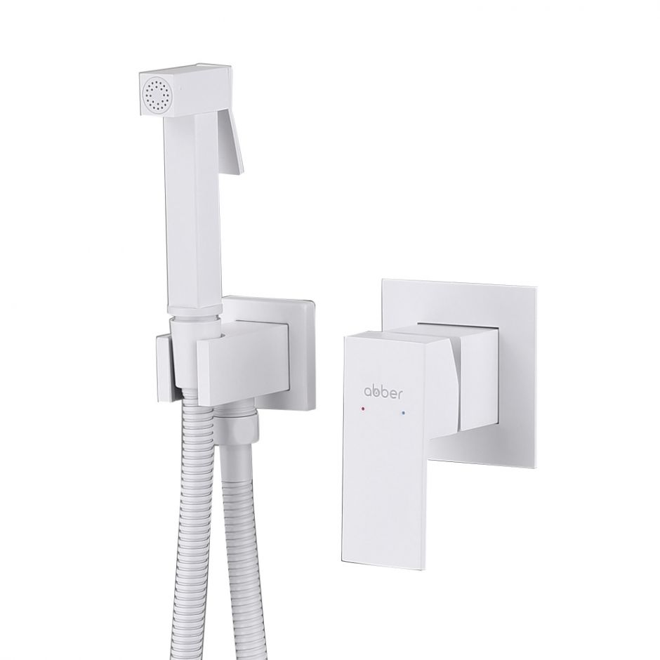 Изображение Смеситель ABBER Daheim AF8225W с гигиеническим душем, белый матовый