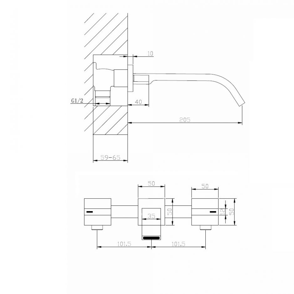 Смеситель ABBER Wasserfall AF8612G для раковины скрытого монтажа, золото матовое ФОТО