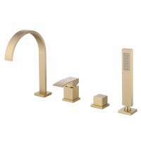 Смеситель ABBER Wasserfall AF8613G на борт ванны, золото матовое схема 1