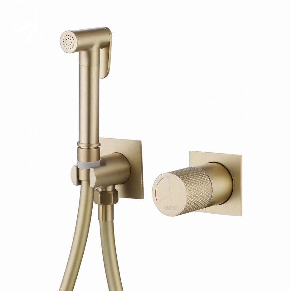 Изображение Смеситель ABBER Rund AF8725G с гигиеническим душем, золото матовое