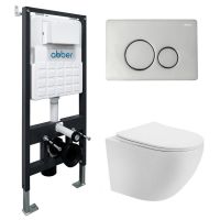 Комплект подвесной унитаз ABBER Bequem AC1100T белый с инсталляцией AC0105 и кнопкой AC0121 хром схема 1 Комплект подвесной унитаз ABBER Bequem AC1100T белый с инсталляцией AC0105 и кнопкой AC0121 хром схема 1