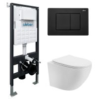 Комплект подвесной унитаз ABBER Bequem AC1100T белый с инсталляцией AC0105 и кнопкой AC0120MB черный матовый схема 1 Комплект подвесной унитаз ABBER Bequem AC1100T белый с инсталляцией AC0105 и кнопкой AC0120MB черный матовый схема 1