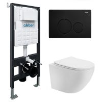 Комплект подвесной унитаз ABBER Bequem AC1100T белый с инсталляцией AC0105 и кнопкой AC0121MB черный матовый схема 1