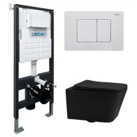 Комплект подвесной унитаз ABBER Rechteck AC1201MB черный матовый с инсталляцией AC0105 и кнопкой AC0120MW белая матовая схема 1