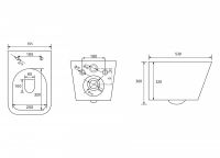 Комплект подвесной унитаз ABBER Rechteck AC1201MB черный матовый с инсталляцией AC0105 и кнопкой AC0121RG золото розовое схема 2