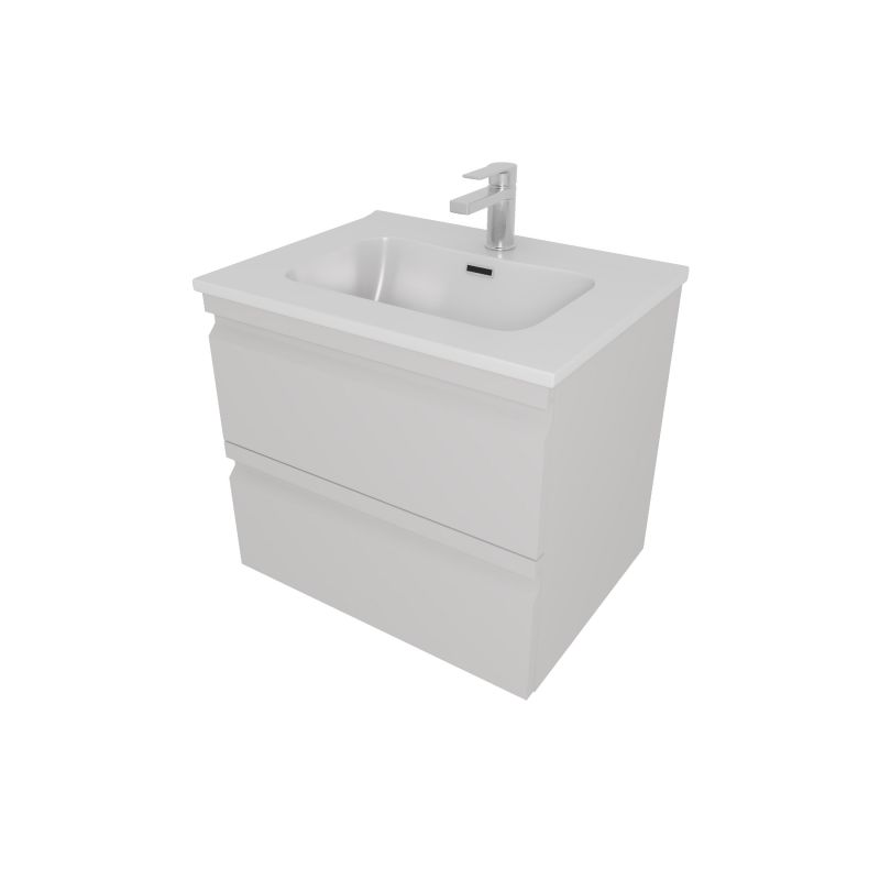 Тумба с раковиной Aquatek 60см ВЕГА, 2 ящика, цвет серый туман AQ77060-LG