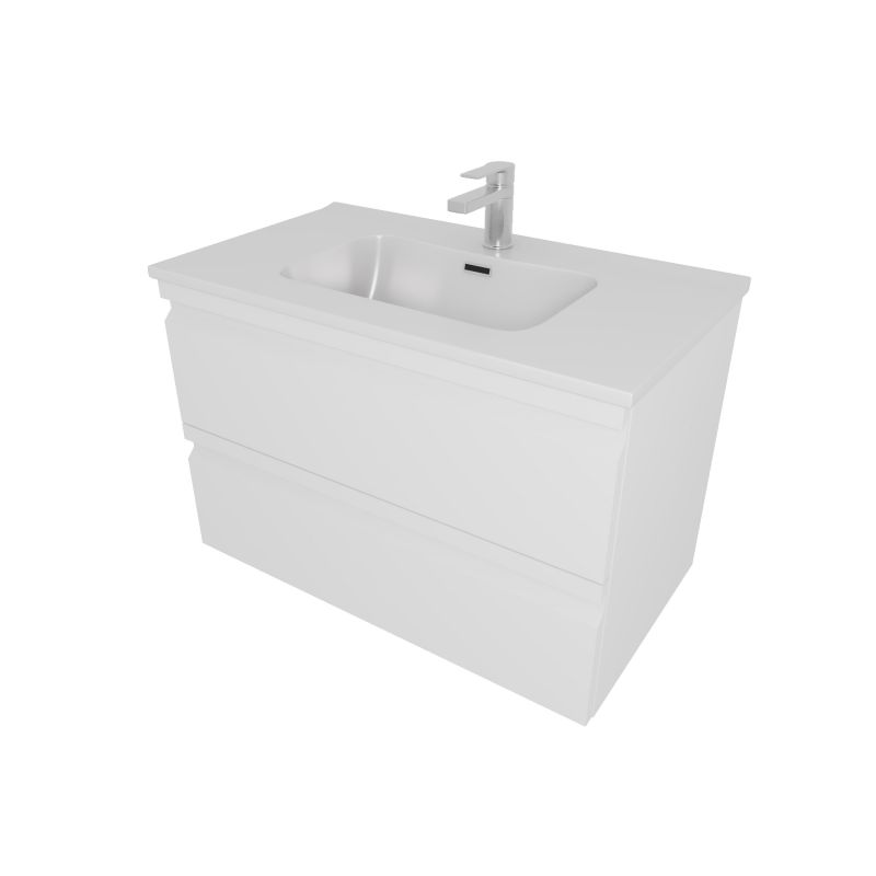 Тумба с раковиной Aquatek 80 см ВЕГА, 2 ящика, цвет белый матовый AQ77080-MW