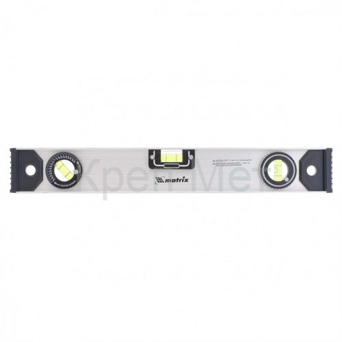 Уровень алюминиевый "Рельс", 400 мм, 3 глазка (1 поворотный) Matrix