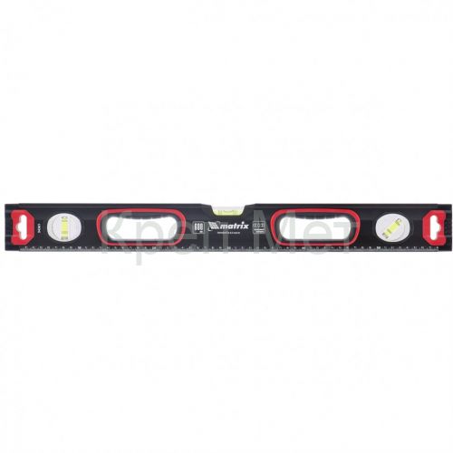 Уровень алюминиевый, усиленный, фрезерованный, 3 глазка, двухкомпонентные рукоятки, 1000 мм Matrix