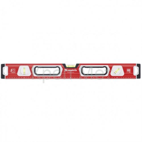 Уровень алюминиевый, магнит, фрезерованный, 3 глазка (1 зеркальный) двухкомпонентные рукоятки, 1200 мм Matrix