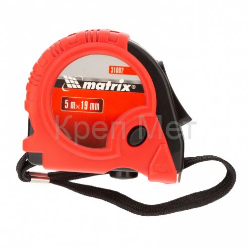 Рулетка Rubber,5 м х 19 мм,обрезиненный корпус Matrix