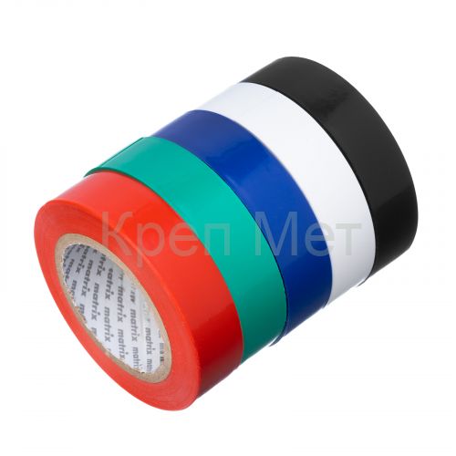Набор изолент ПВХ цветных 15 мм х 10 м, в упаковке 5 шт, 150 мкм Matrix