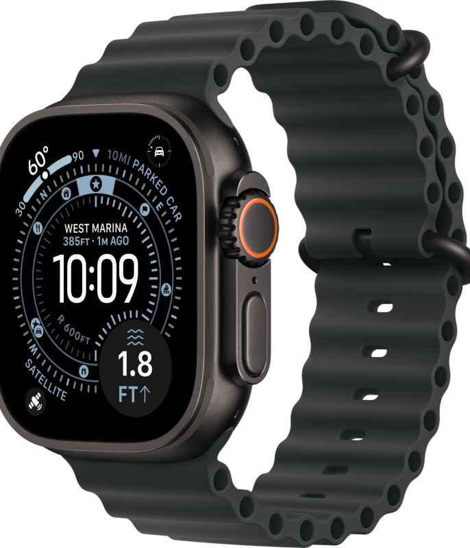 Apple Watch Ultra 3 49mm Black Titanium, Ocean Band Black
