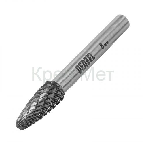 Борфреза по металлу твердосплавная, параболическая, тип-F, 8 мм Denzel