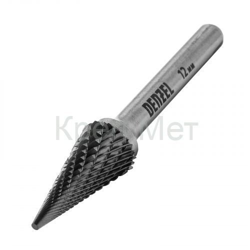Борфреза по металлу твердосплавная, коническая, тип-M, 12 мм Denzel