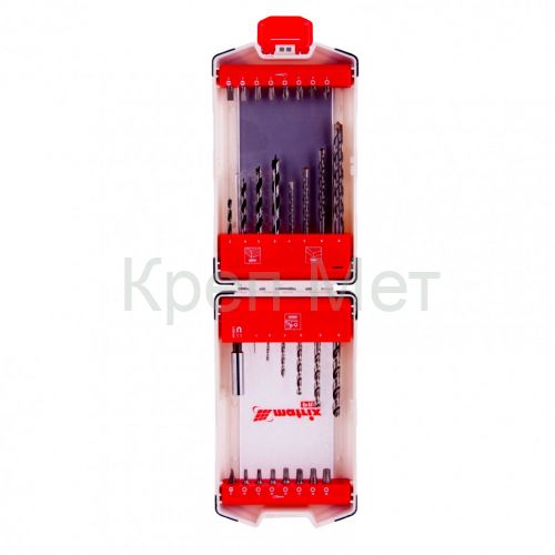 Набор сверл комбинированный, сверла по металлу 1-6 мм, бетону 4-8 мм, дереву 3-6 мм, биты 16 шт, адаптер, 32 предмета Pro Matrix