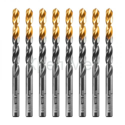 Сверло по металлу, 8 мм, HSS-Tin, Golden Tip, 8 шт. Denzel