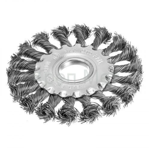 Щетка для УШМ 100 мм, посадка 22.2 мм, плоская, крученая проволока 0.5 мм Matrix