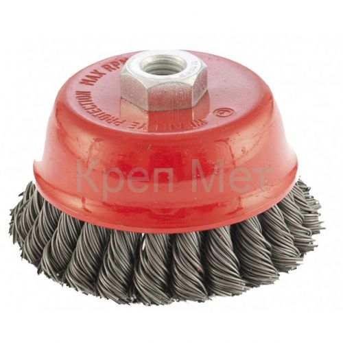 Щетка для УШМ, 100 мм, М14, "чашка", двухрядная, крученая проволока 0.8 мм Matrix