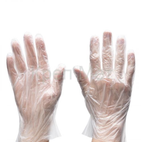 Перчатки одноразовые полиэтиленовые, прозрачные, 100 шт. (50 пар) L
