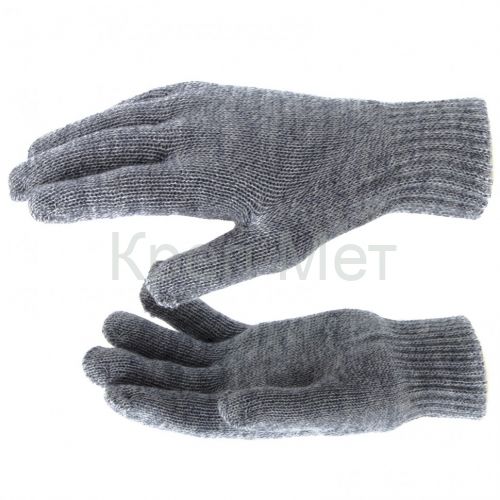 Перчатки трикотажные, акрил, двойные, серое мулине, двойная манжета Сибртех