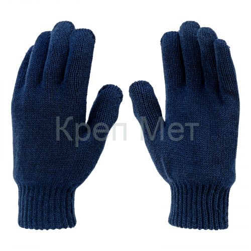 Перчатки трикотажные, акрил, двойные, синий, двойная манжета Сибртех