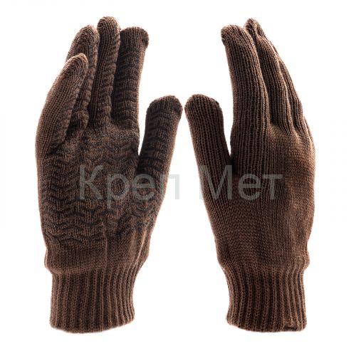 Перчатки трикотажные, двойные, полушерстяные, с ПВХ покрытием, Сибртех