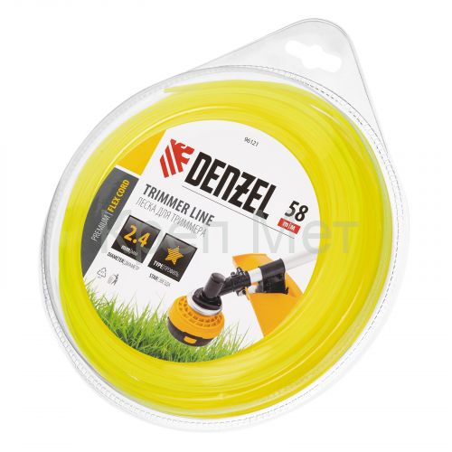 Леска для триммера, звезда 2.4 мм х 58 м, блистер Flex cord Denzel