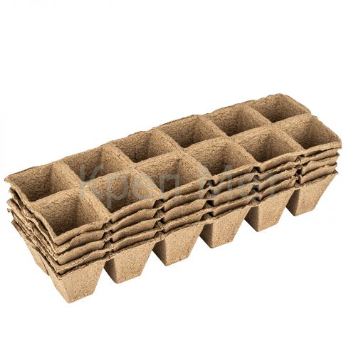 Кассета для рассады, 310 х 100 х 50 мм, 12 ячеек, торфяная, 5 шт,