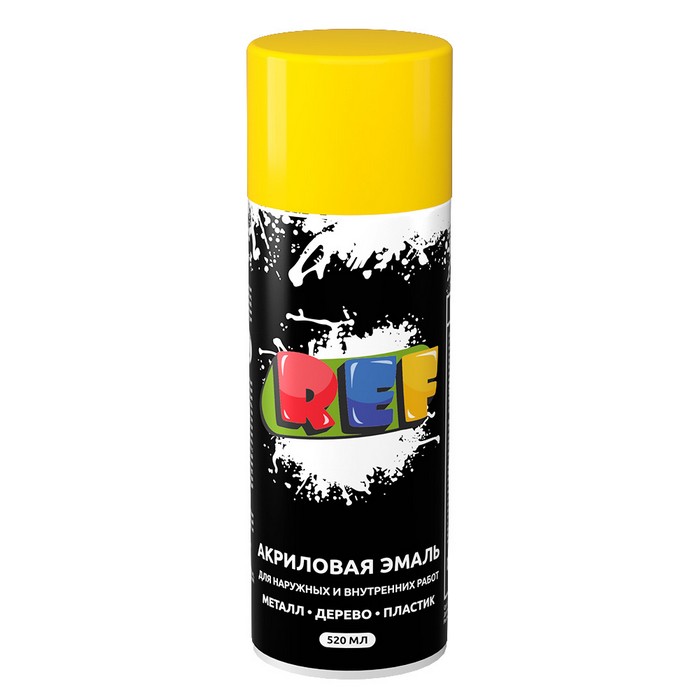 REF Алкидная эмаль универсальная, цвет лимонно-жёлтый, аэрозоль, объем 520мл.