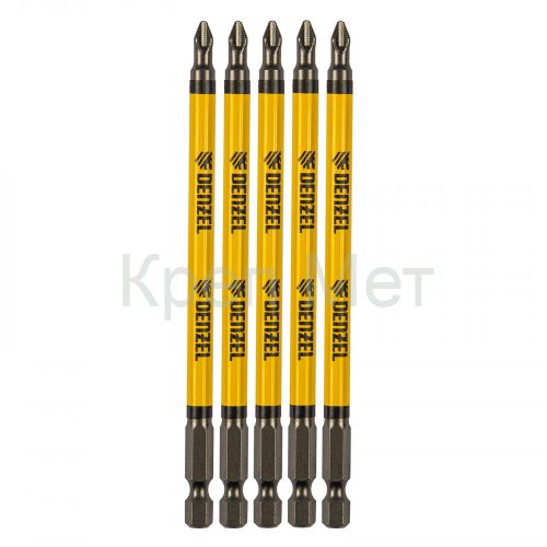Бита PH2х127, сталь S2, цилиндр., 5шт. Е 6,3 Denzel