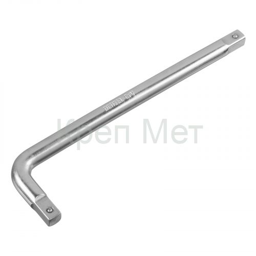 Вороток Г-образный, 200*50 мм, квадрат 3/8", CrV, матовый хром Denzel