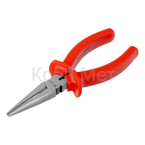 Длинногубцы прямые Econom, 160 мм, шлифованные, пластмассовые рукоятки Matrix