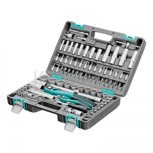 Набор инструментов 1/2", 1/4", CrV, 12 гранные головки, пластиковый кейс, 94 предмета Stels