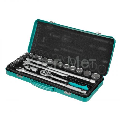 Набор торцевых головок с трещоткой 1/2", 24 предмета Stels