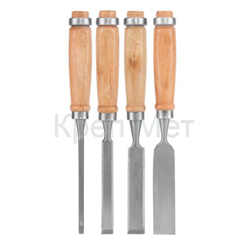 Набор долот-стамесок, 6-12-18-24 мм, плоских, деревянные рукоятки Sparta