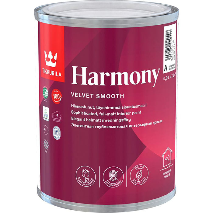 Tikkurila Harmony краска акрилатная стойкая к мытью глубокоматовая база C 0.9л