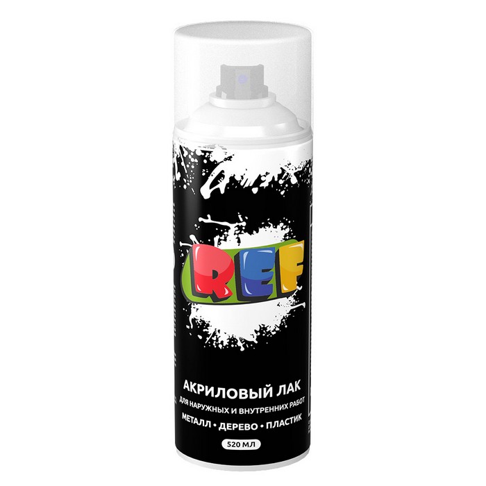 REF Акриловый лак, цвет прозрачный, глянцевый, аэрозоль, объем 520мл.